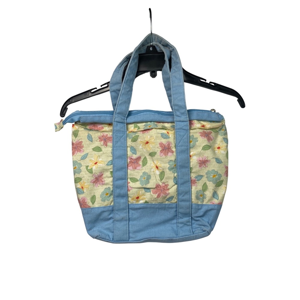 Longaberger Quilted Floral Tote Bag‎ – Blue Trim & Handles - Picture 4 of 9